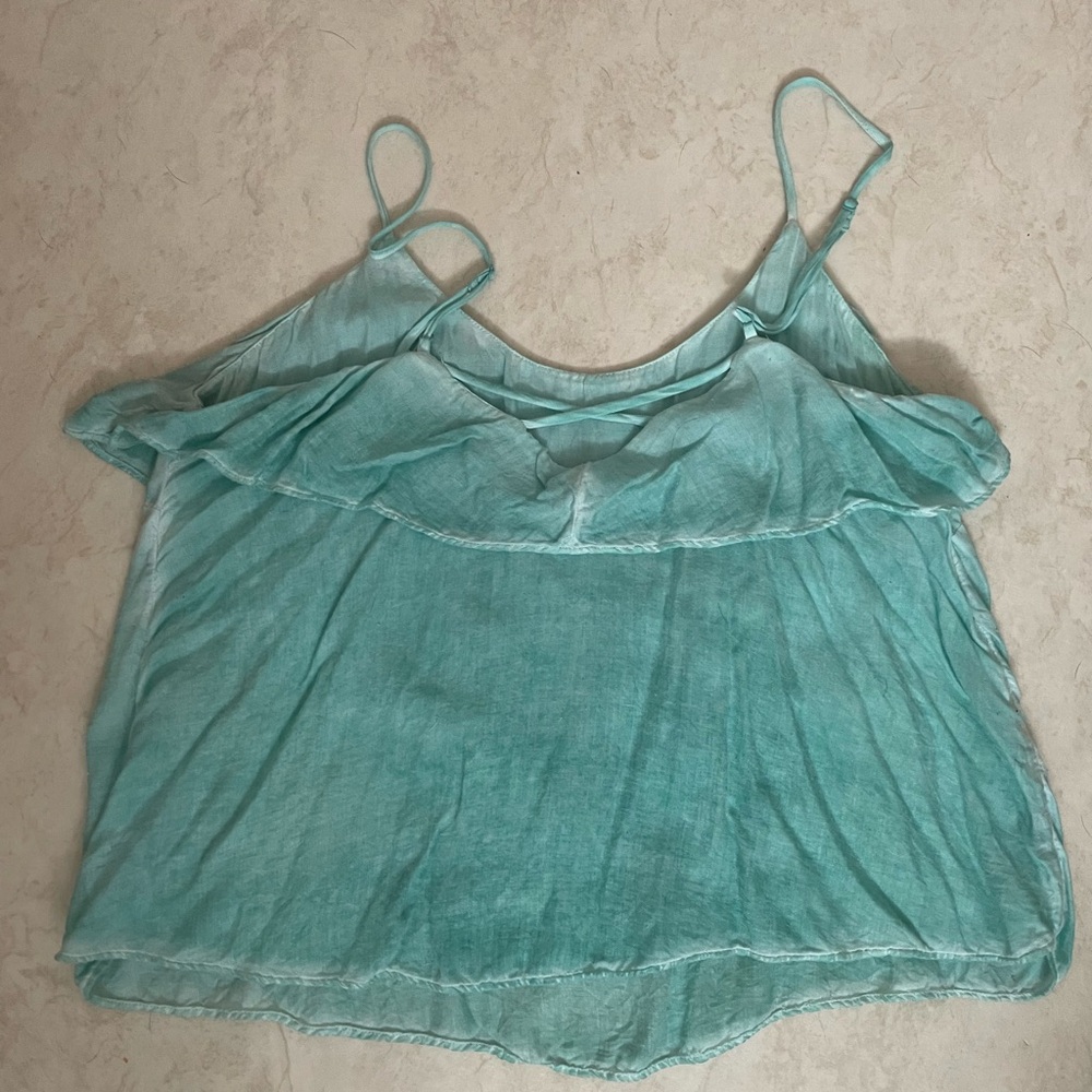 American Eagle Outfitters Light Blue Ruffle Top - Picture 2 of 6
